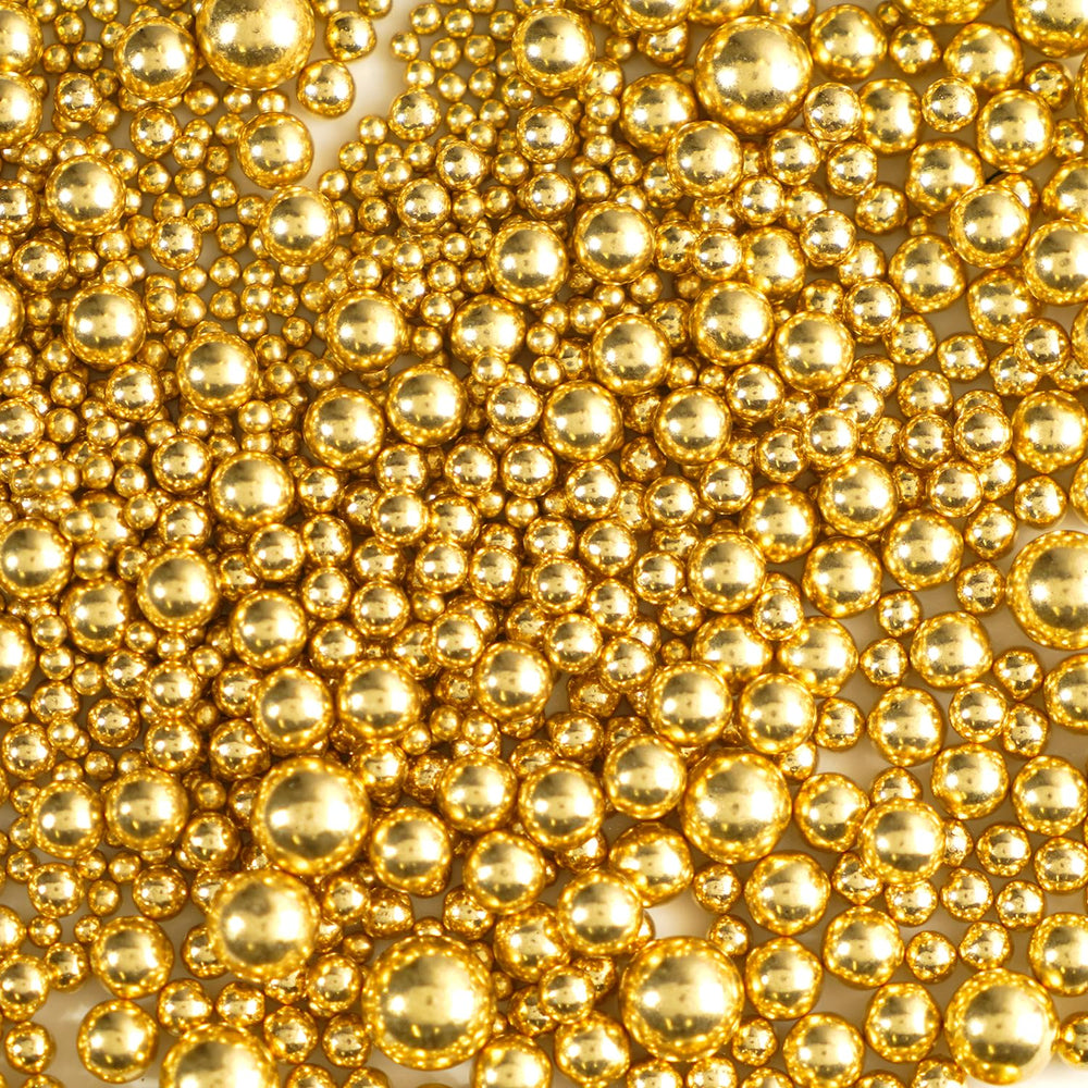 Dazzjoy Gold Pearl Sugar Sprinkles in a bottle add festive shine to desserts.
