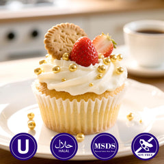 Dazzjoy Gold Pearl Sugar Sprinkles topping ice cream with luxe sparkle.