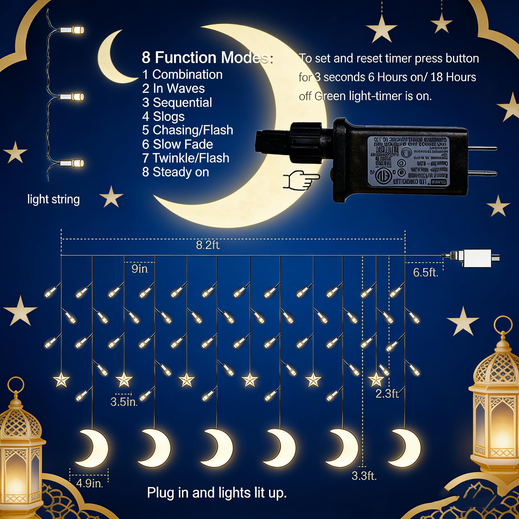 Dazzle Bright timer-enabled lights automate on/off for effortless decor.