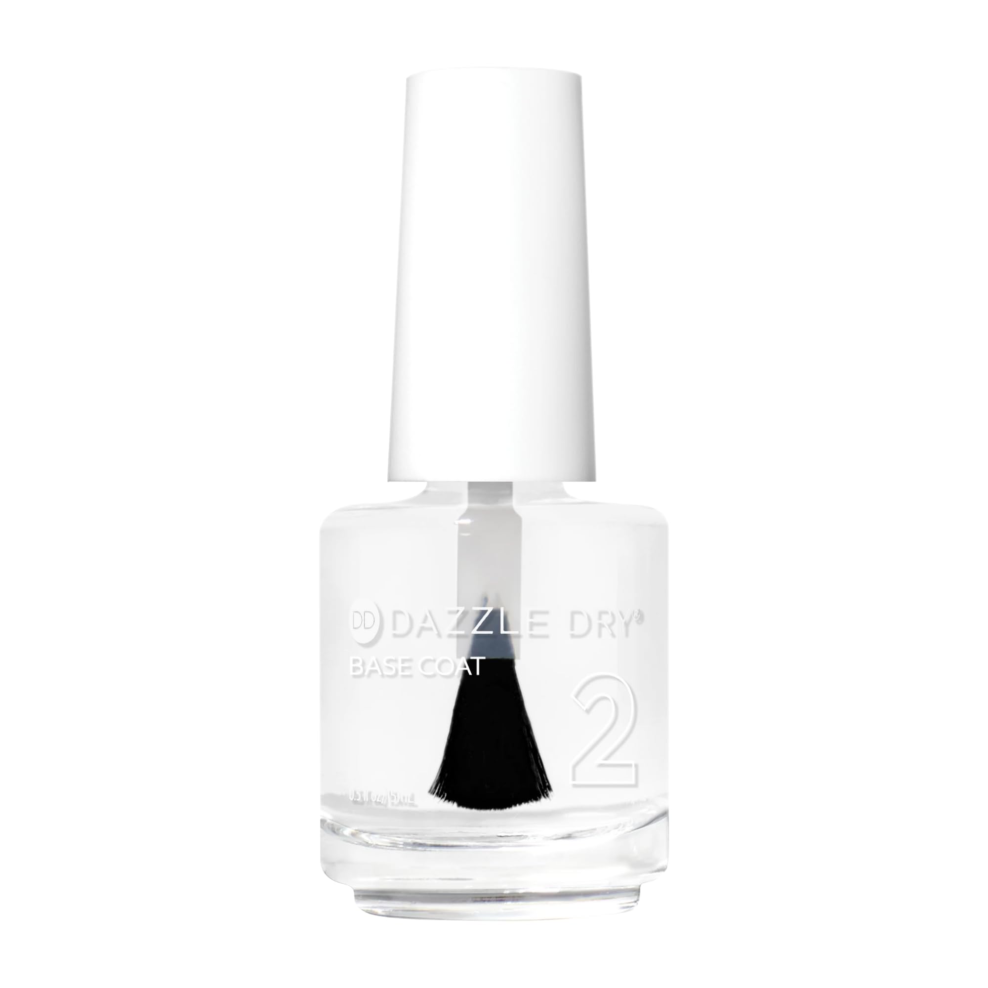Dazzle Dry Base Coat in hand applying a smooth, clear layer for a long-lasting manicure.