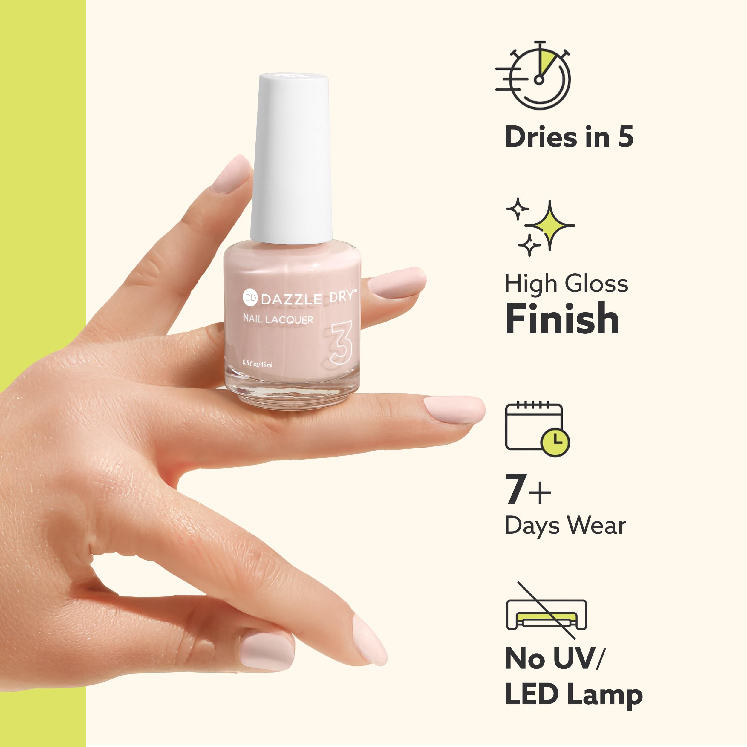 Dazzle Dry Nail Prep supports a longer-lasting manicure with minimal peeling.