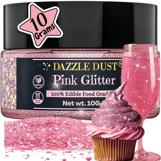 Dazzle Dust pink cupcake sparkle highlights festive treats with edible glitter.