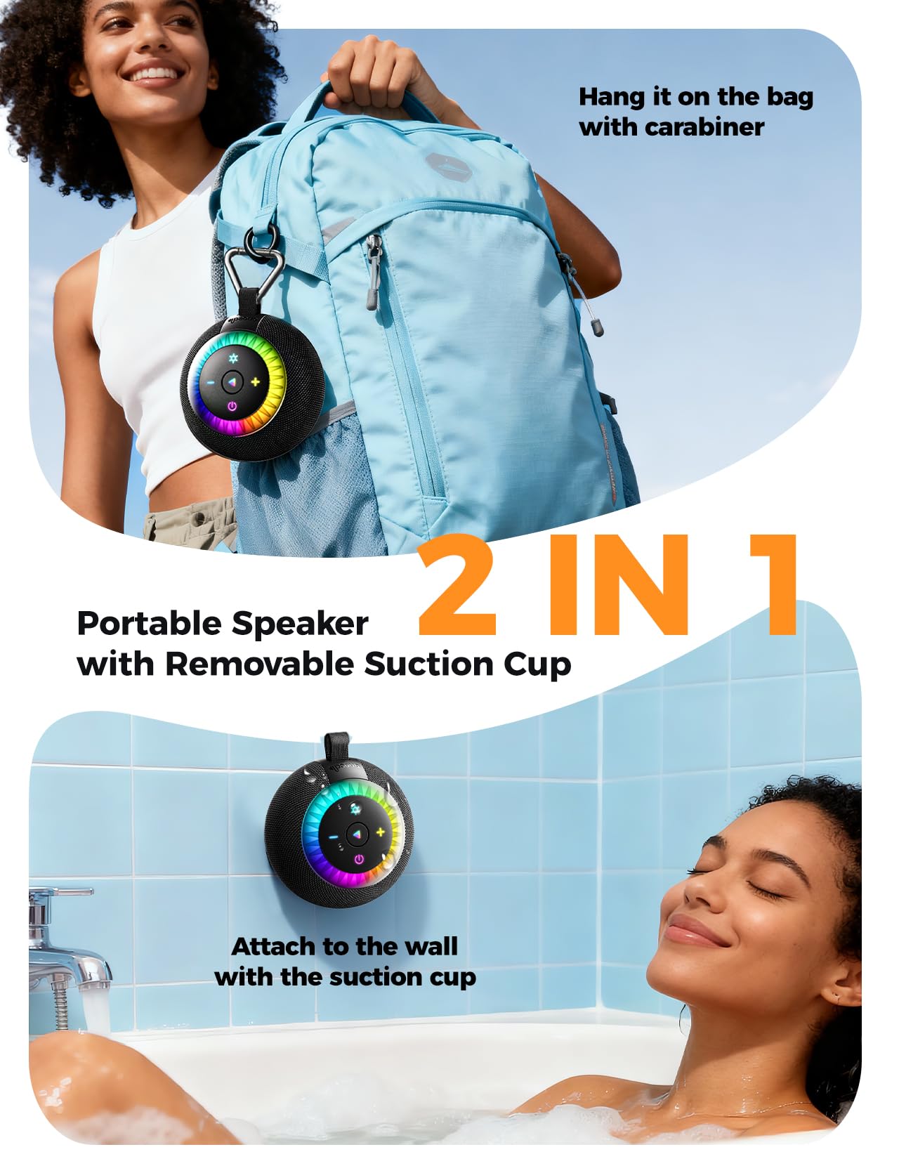 dbsono rgb lights add mood lighting for nighttime listening.