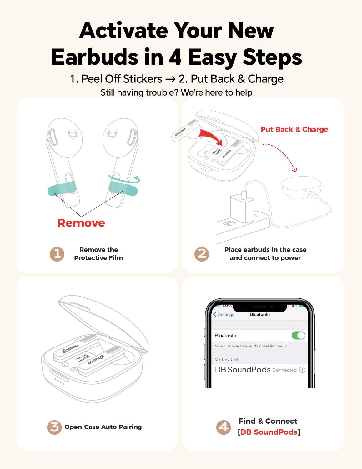 dbsono touch controls earphones for easy track skip and calls