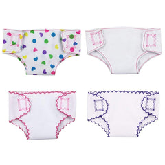 DC-BEAUTIFUL four-pack doll diapers packaging for realistic pretend play