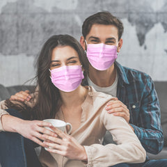 DC-BEAUTIFUL pink 3-ply mask with nose clip reduces eyeglass fog