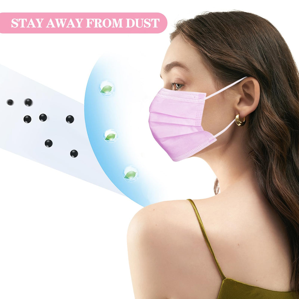DC-BEAUTIFUL pink 3-ply mask pack shot for home or office