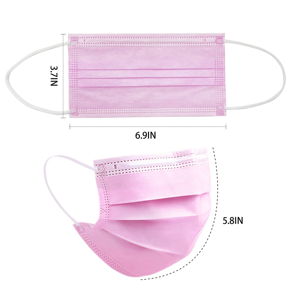 DC-BEAUTIFUL pink 3-ply mask worn on the face for daily activities