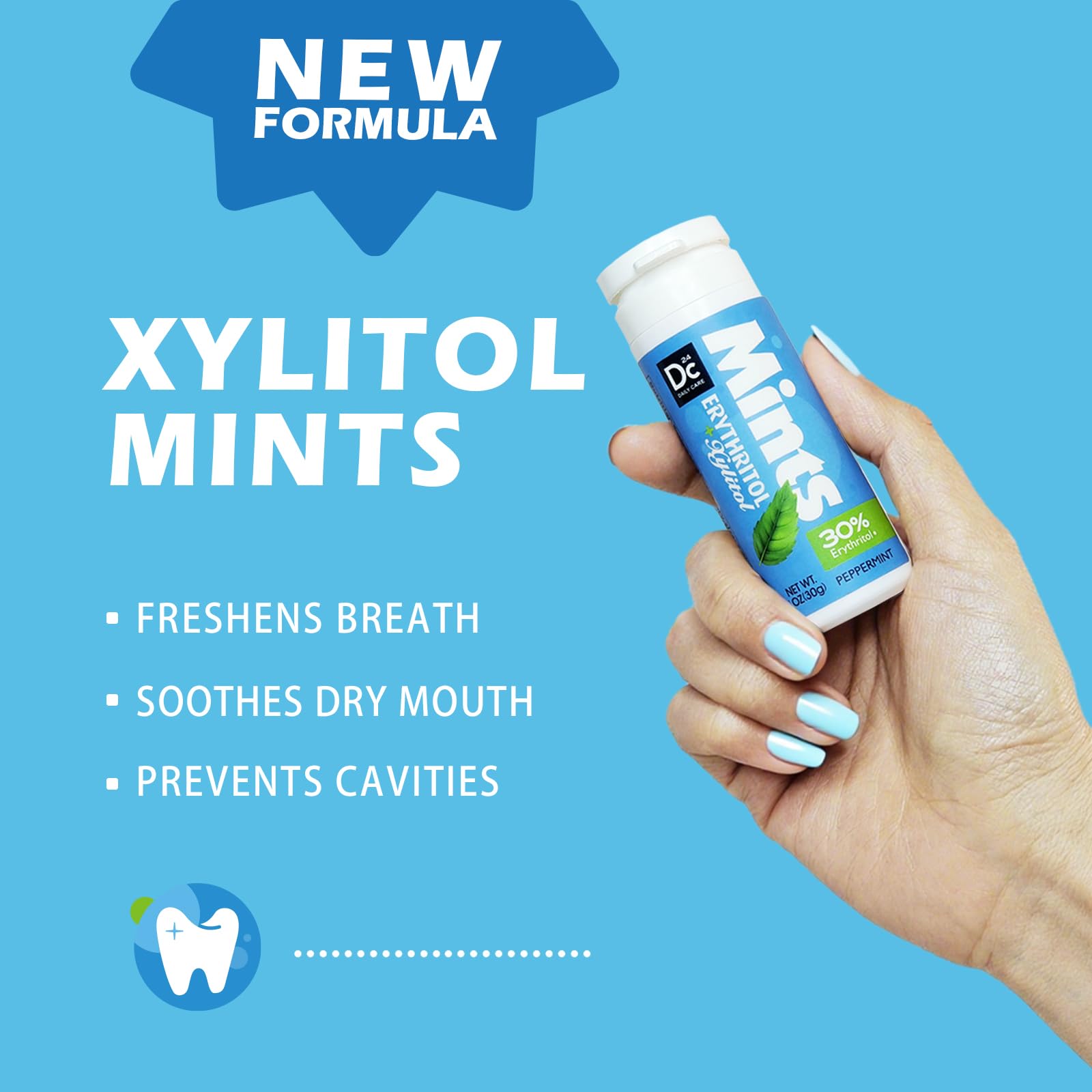 DC24 Daily Care Xylitol Mints assorted flavors provide sugar-free variety