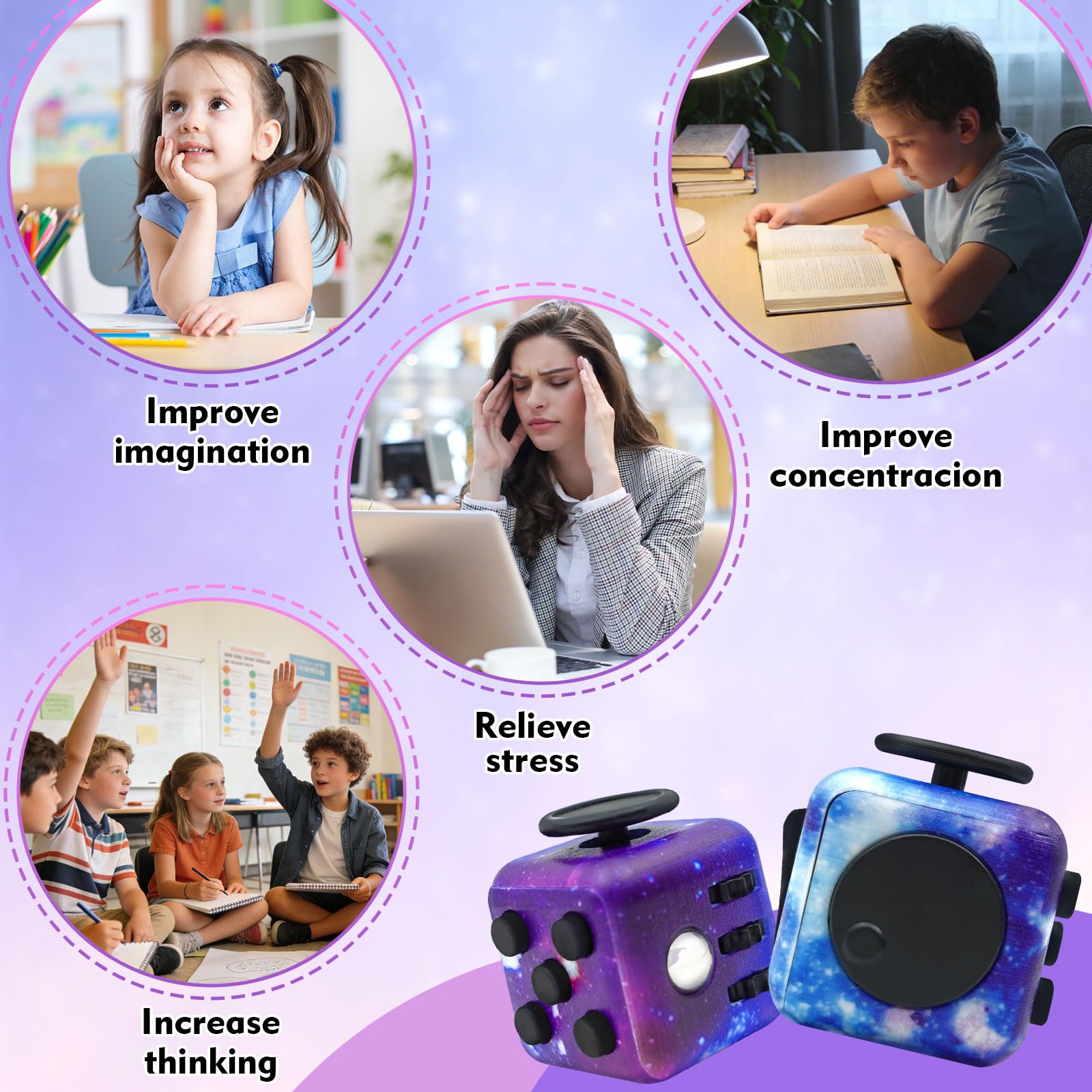 Dcoinc fidget cube pocket-friendly design fits in hand for on-the-go use.
