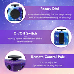 Dcoinc fidget cube rotate action engages fingers for concentration during tasks.
