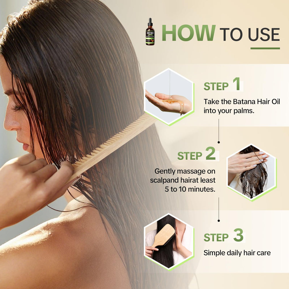 DCXC Batana Oil leave-in application on strands for daily nourishment.