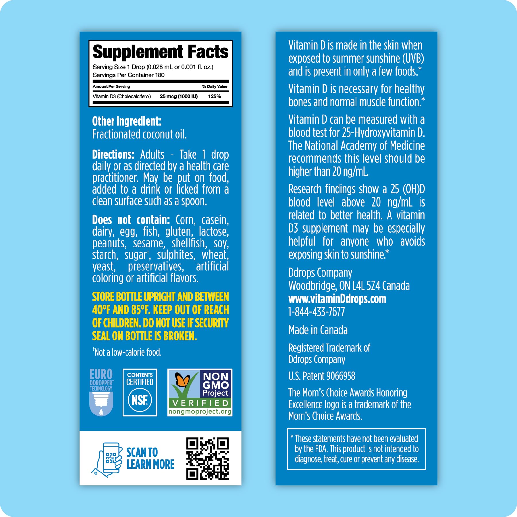Ddrops coconut oil base showing a clean two-ingredient formula.