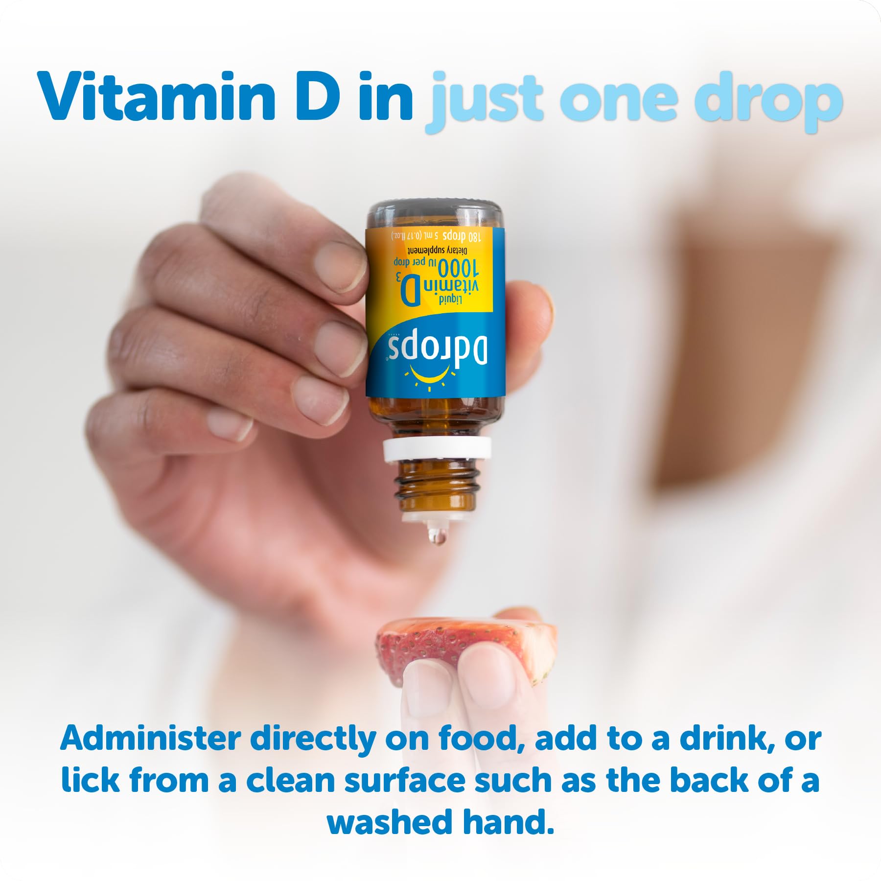 Ddrops Non-GMO certification visible on the bottle.