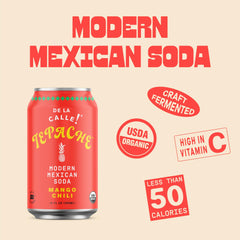 De La Calle Tepache Mixta cans on shelf display authentic vibe.