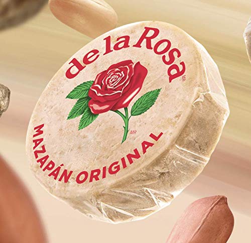 De la Rosa Mazapan nuts and sugar close-up emphasize traditional ingredients.