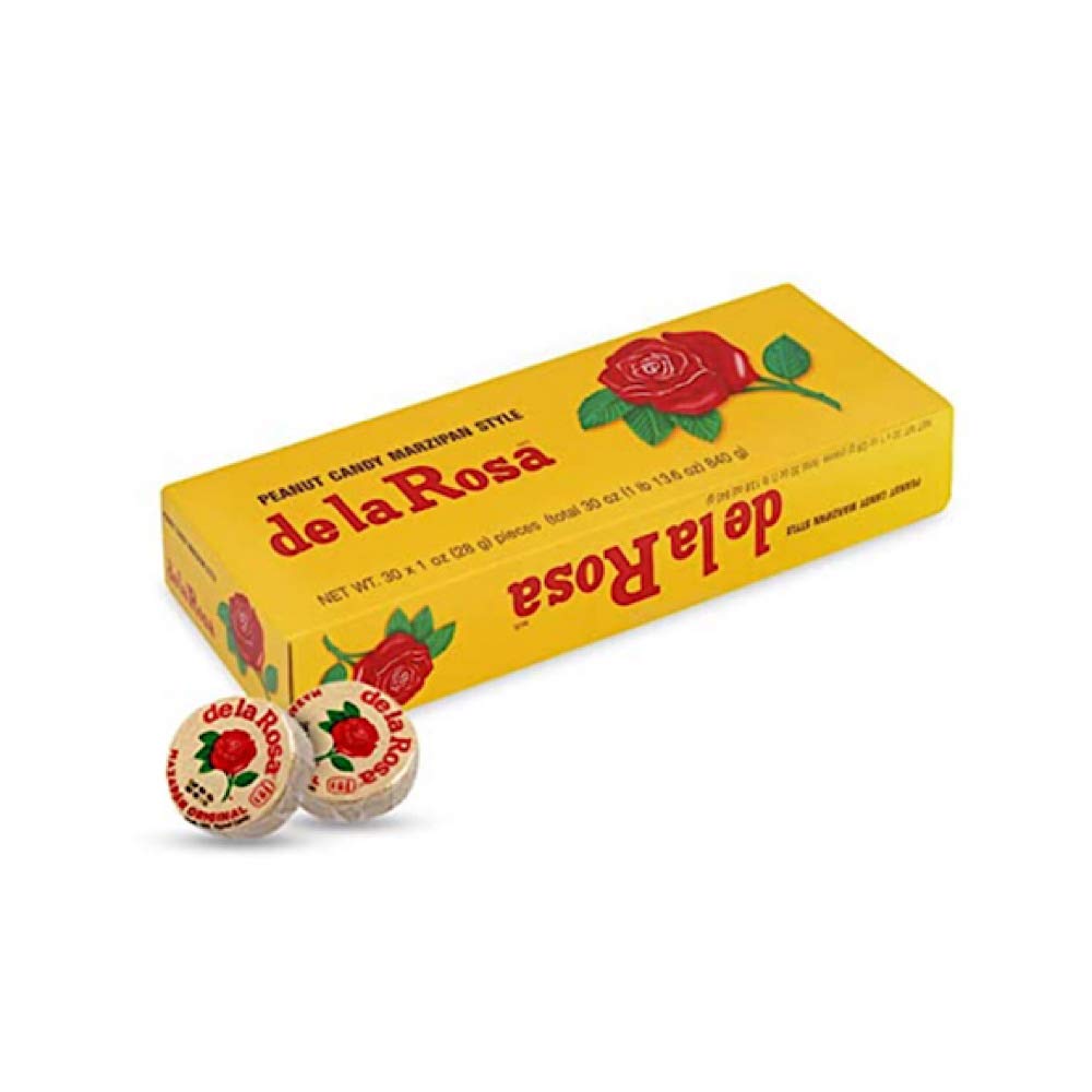 De la Rosa Mazapan pack 30 front view shows authentic Mexican peanut candy.