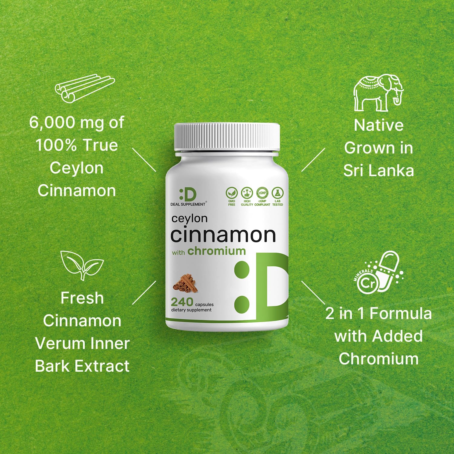 Deal Supplement 240 capsules per bottle signals long-lasting supply.