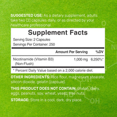 The DEAL SUPPLEMENT 500-capsule bottle sits close-up for convenient daily vitamin B3 intake.
