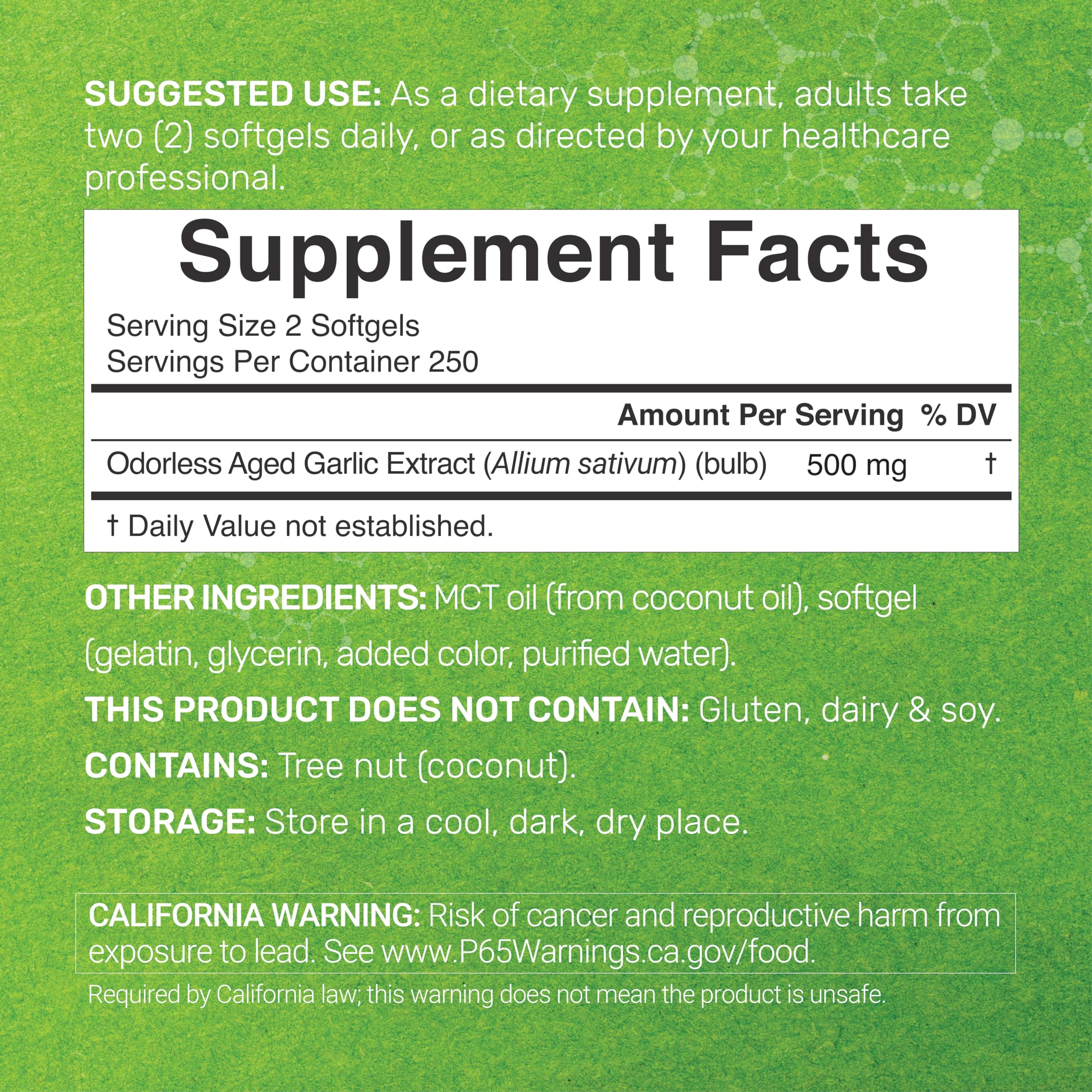Deal Supplement odorless aged garlic softgels close-up highlights convenient everyday routine.
