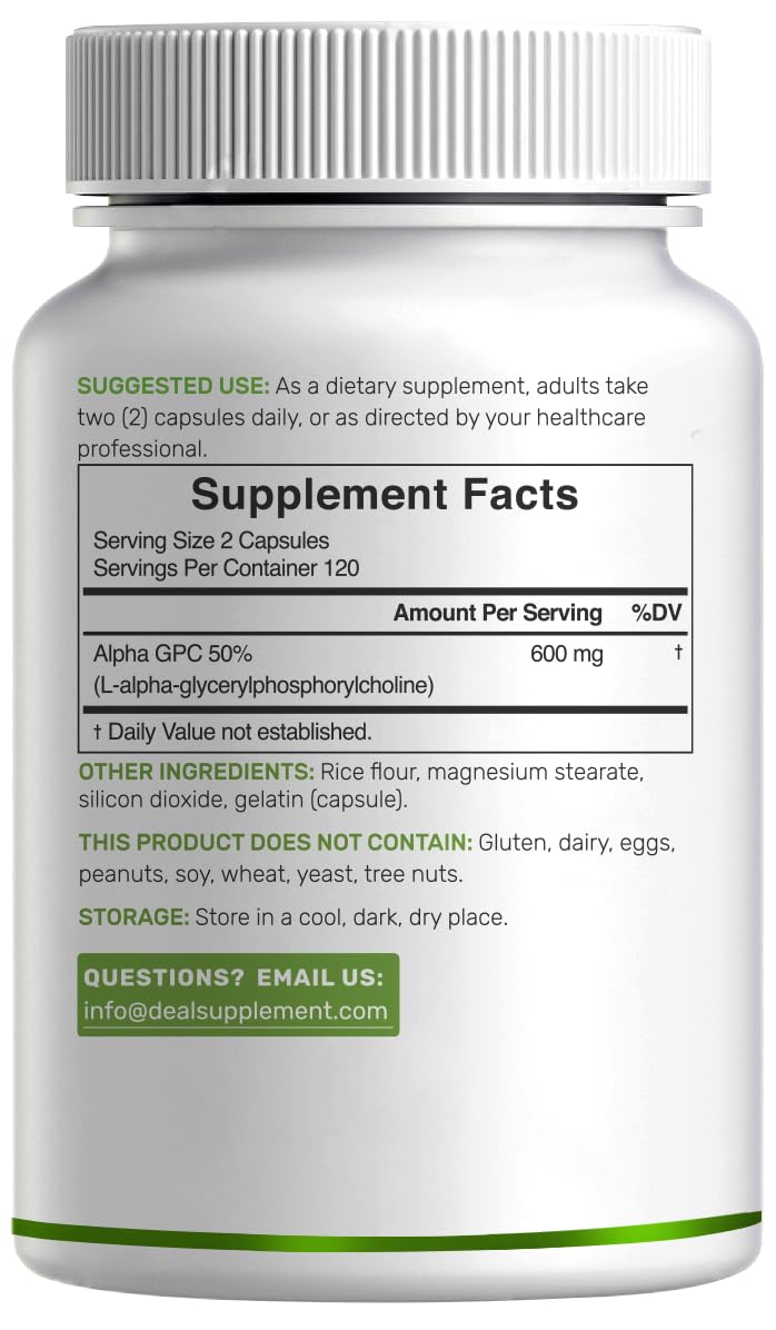 DEAL SUPPLEMENT Alpha GPC bottle pour suggests easy daily ritual for focus.