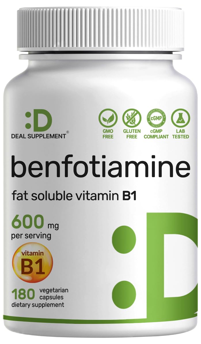 DEAL SUPPLEMENT Benfotiamine bottle with capsules for convenient daily intake.