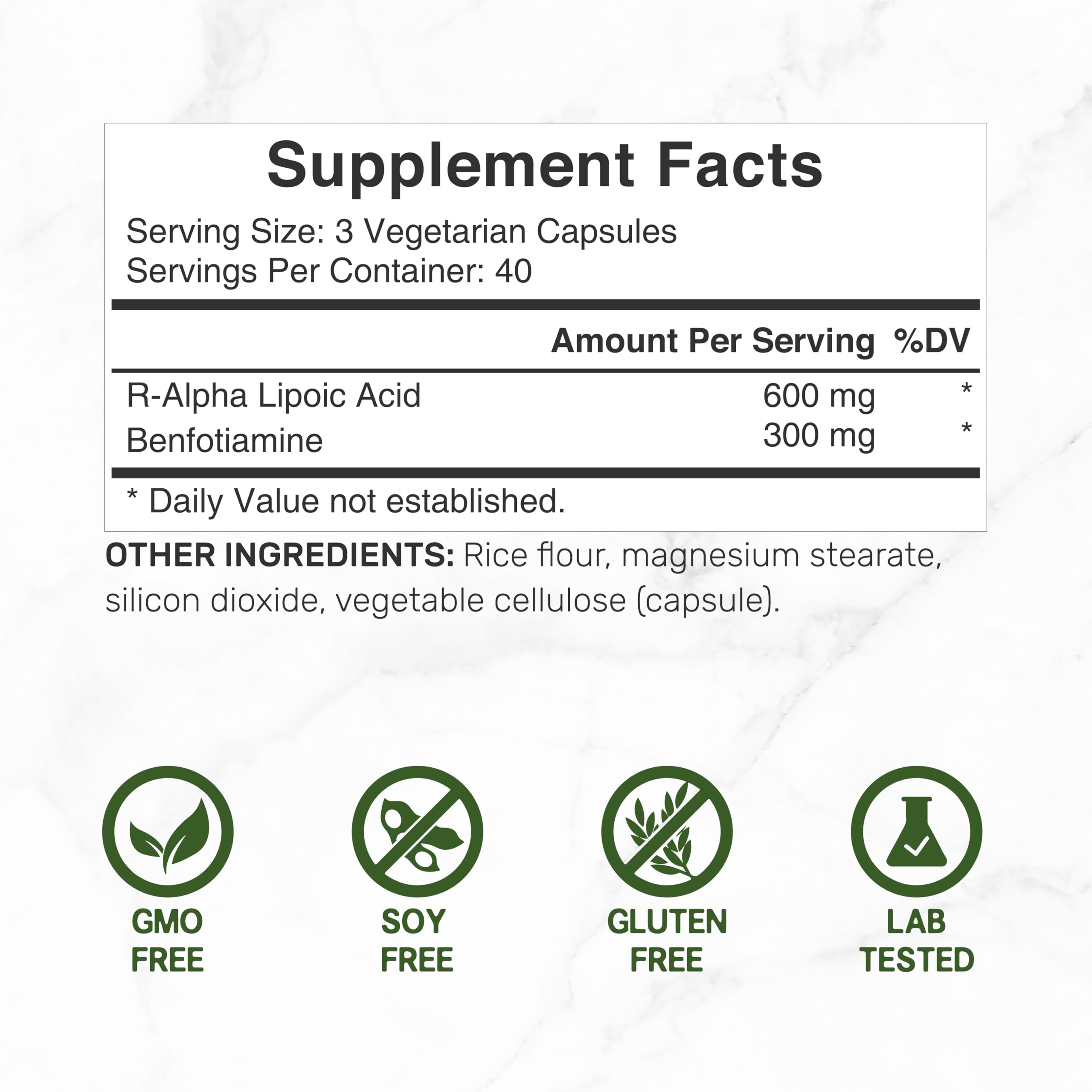 Deal Supplement Benfotiamine capsules shown as vegetarian capsules for easy digestion.