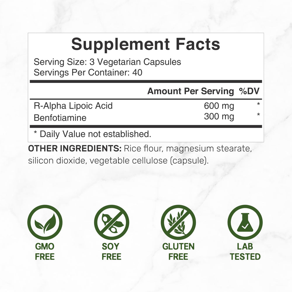 Deal Supplement Benfotiamine capsules shown as vegetarian capsules for easy digestion.