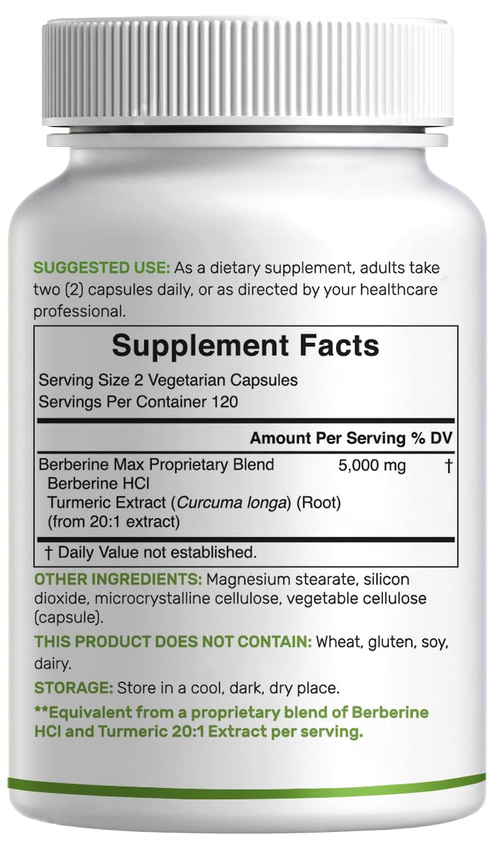 Daily serving setup with Berberine Max capsules in hand for easy dosing.