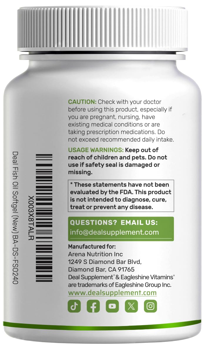 Deal Supplement contains omega-3 for potential brain and heart support.