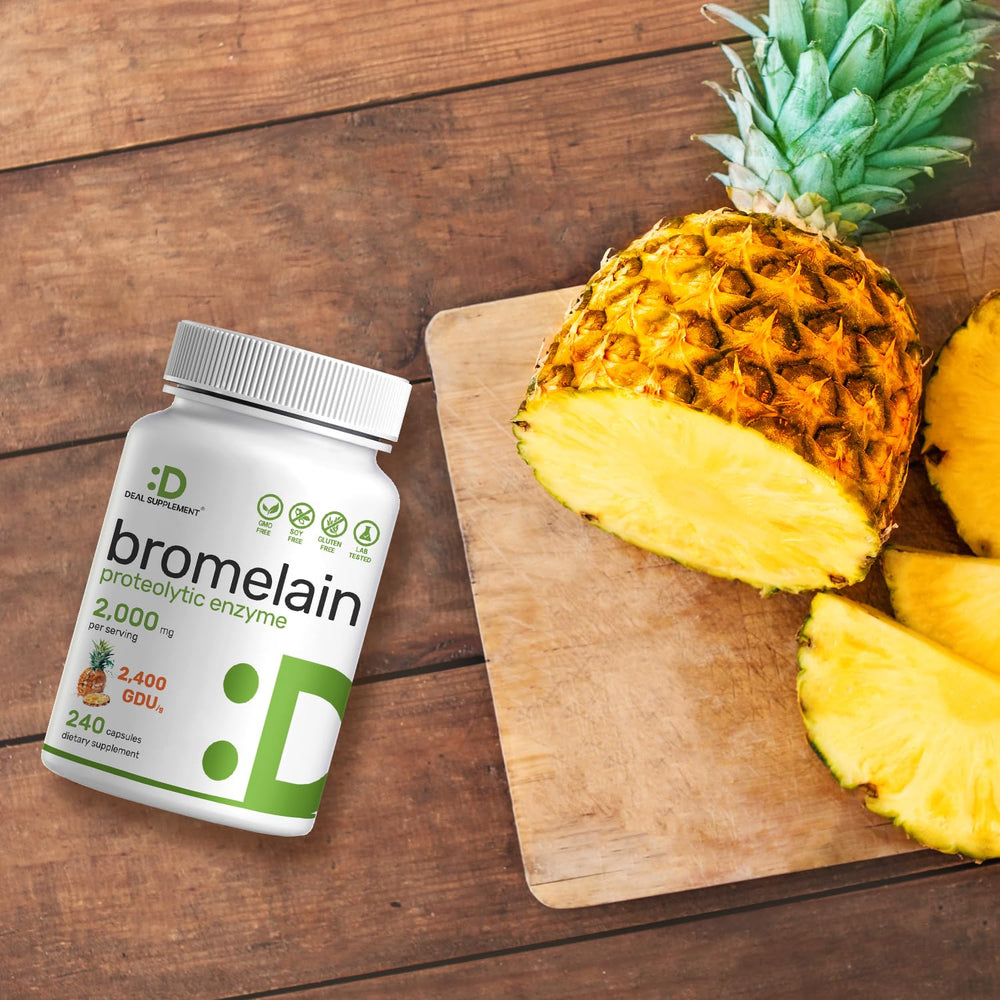 DEAL SUPPLEMENT Bromelain non-GMO label reflects clean formulation.