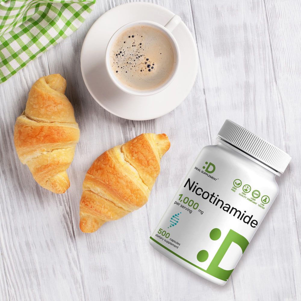 DEAL SUPPLEMENT capsules pour gracefully from the bottle onto a white background.