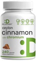 Deal Supplement Ceylon Cinnamon bottle for a convenient daily capsule ritual.