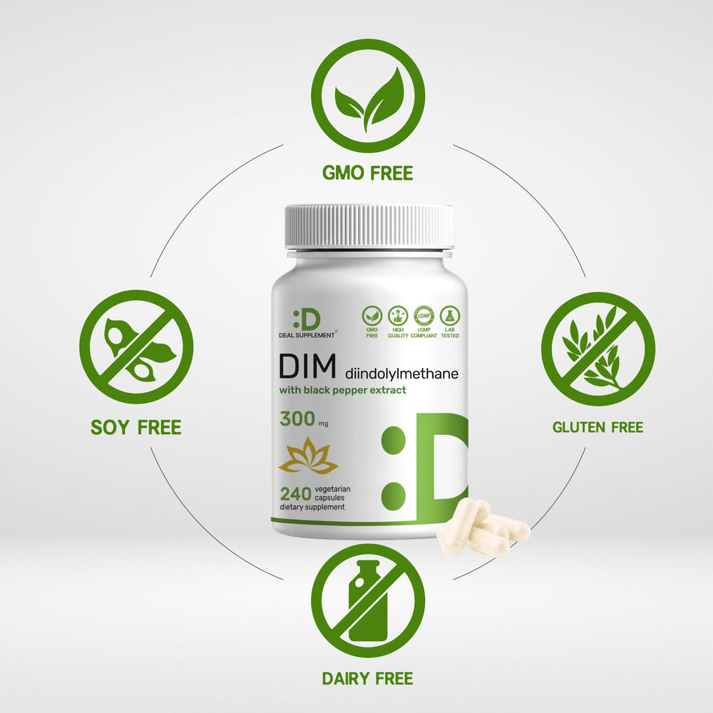 DEAL SUPPLEMENT bottle with DIM capsules shown for daily routine