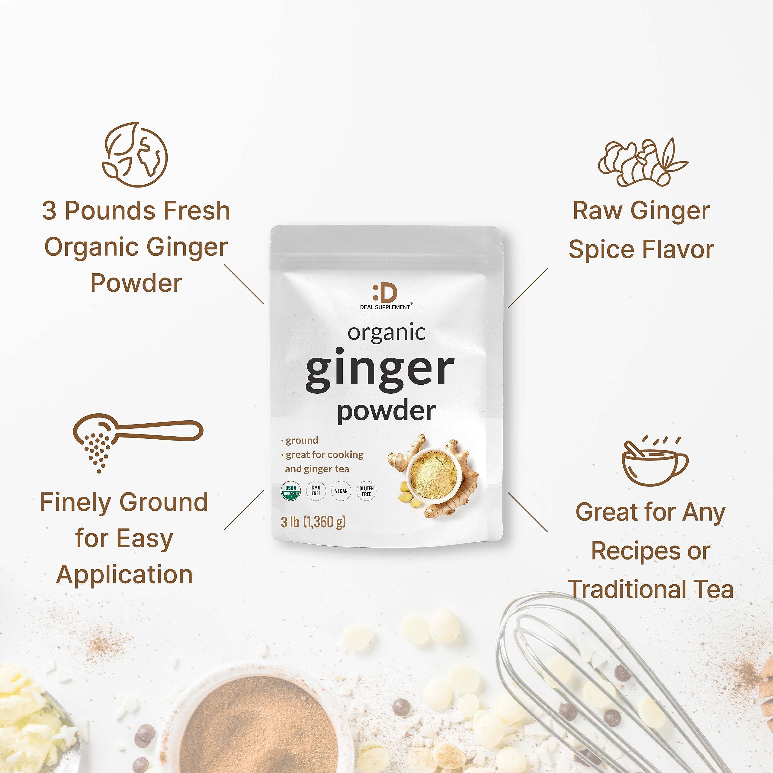 DEAL SUPPLEMENT Ginger powder ready for tea, baking, and juicing.