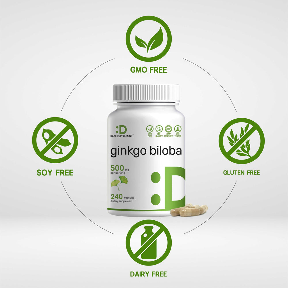 Deal Supplement Ginkgo Biloba capsules showcased as extra-strength supplement.