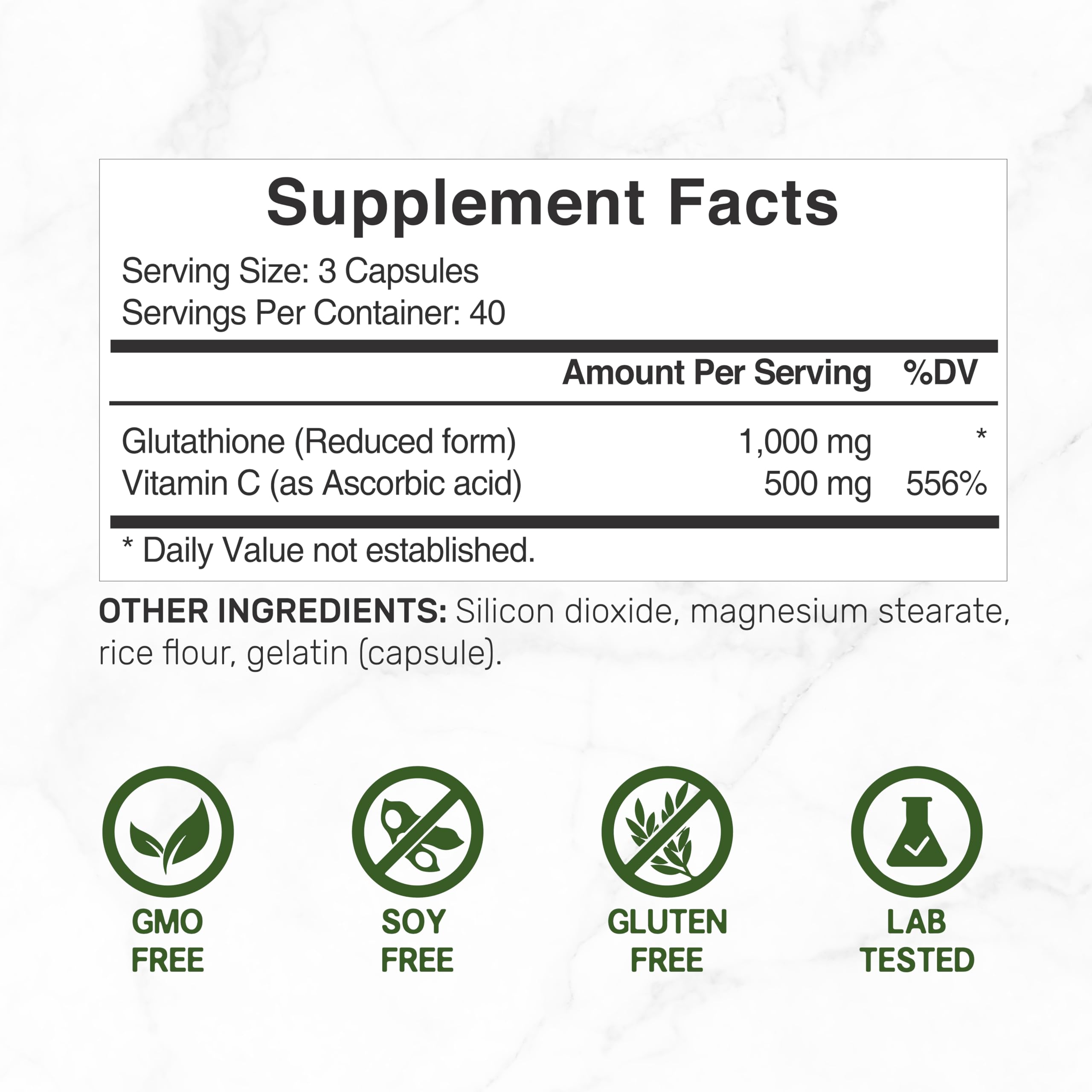 Deal Supplement Glutathione with vitamin C 500mg boosts antioxidant potential