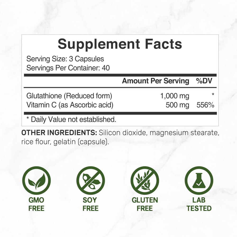 Deal Supplement Glutathione with vitamin C 500mg boosts antioxidant potential