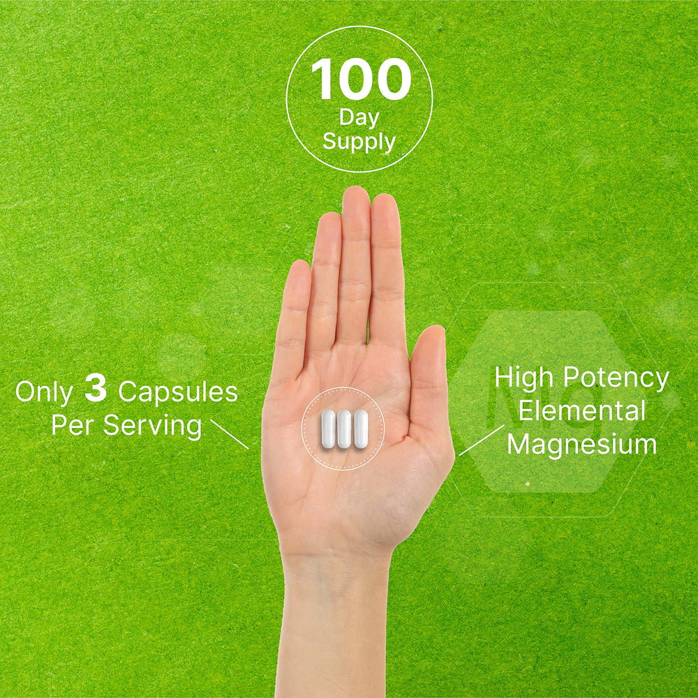 Label shows 3-capsule serving for 400mg magnesium glycinate by DEAL SUPPLEMENT.