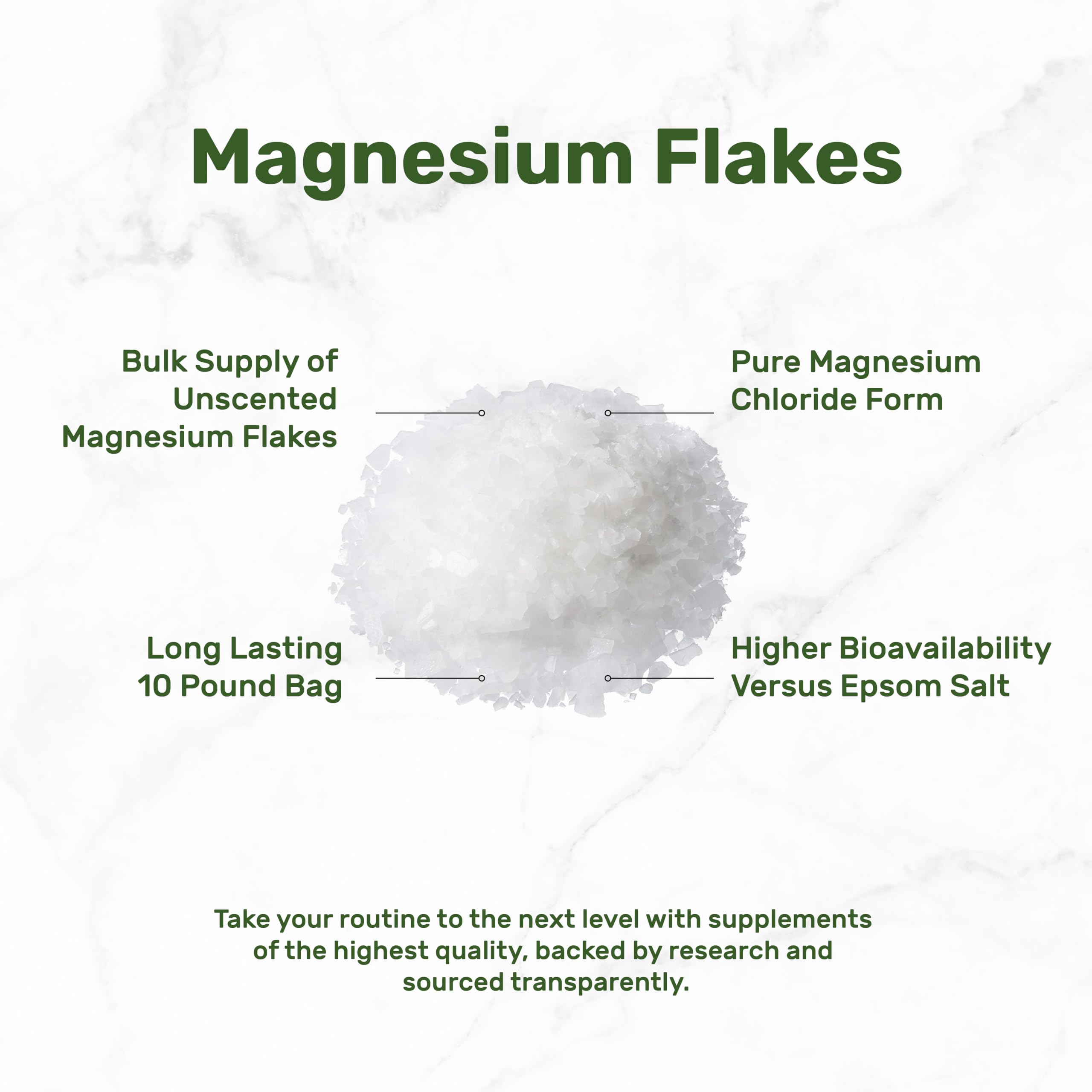 Deal Supplement high-bioavailability magnesium chloride flakes dissolve easily for hydrated skin.