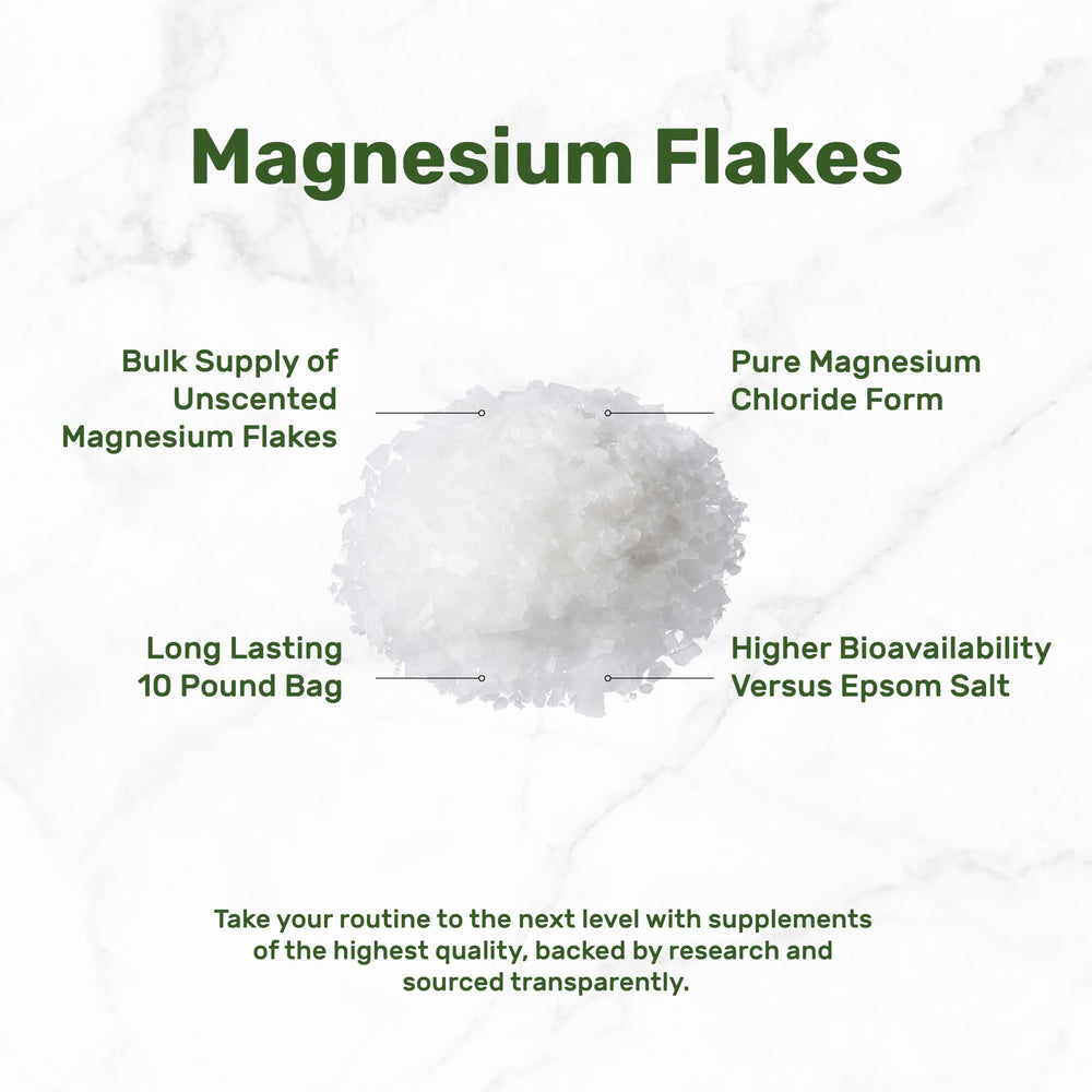 Deal Supplement high-bioavailability magnesium chloride flakes dissolve easily for hydrated skin.