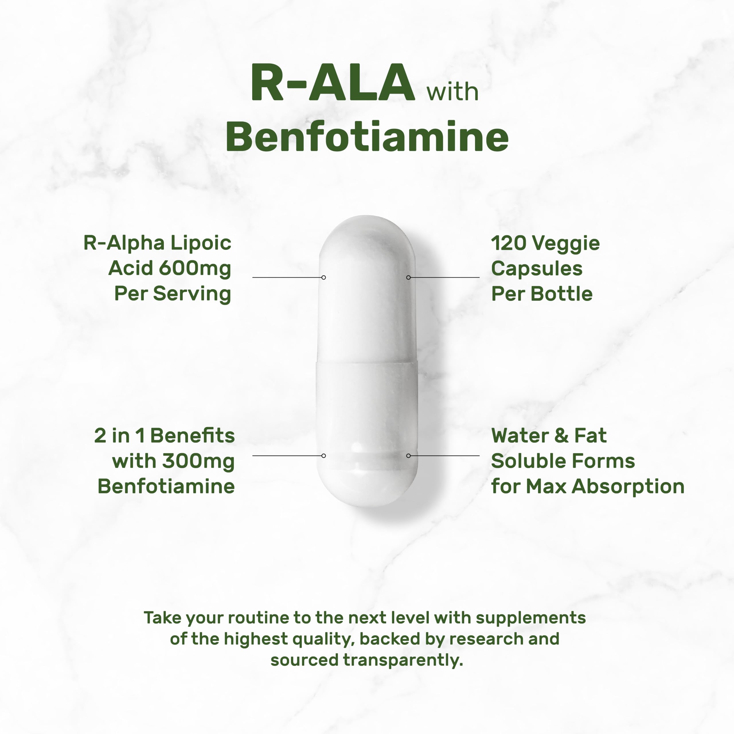 Deal Supplement ingredients label details R-ALA and Benfotiamine composition clearly.