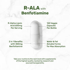 Deal Supplement ingredients label details R-ALA and Benfotiamine composition clearly.