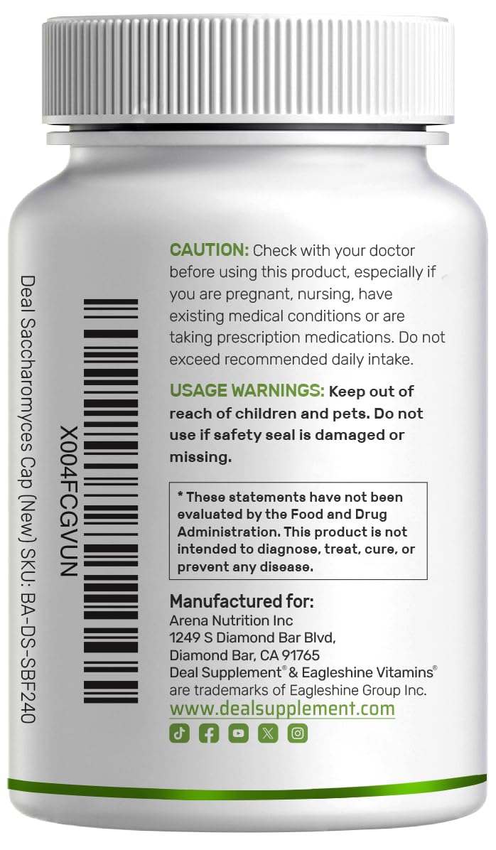 DEAL SUPPLEMENT ingredients list highlights FOS prebiotic component