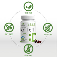 Deal Supplement Krill Oil ingredients panel features phospholipids and astaxanthin.