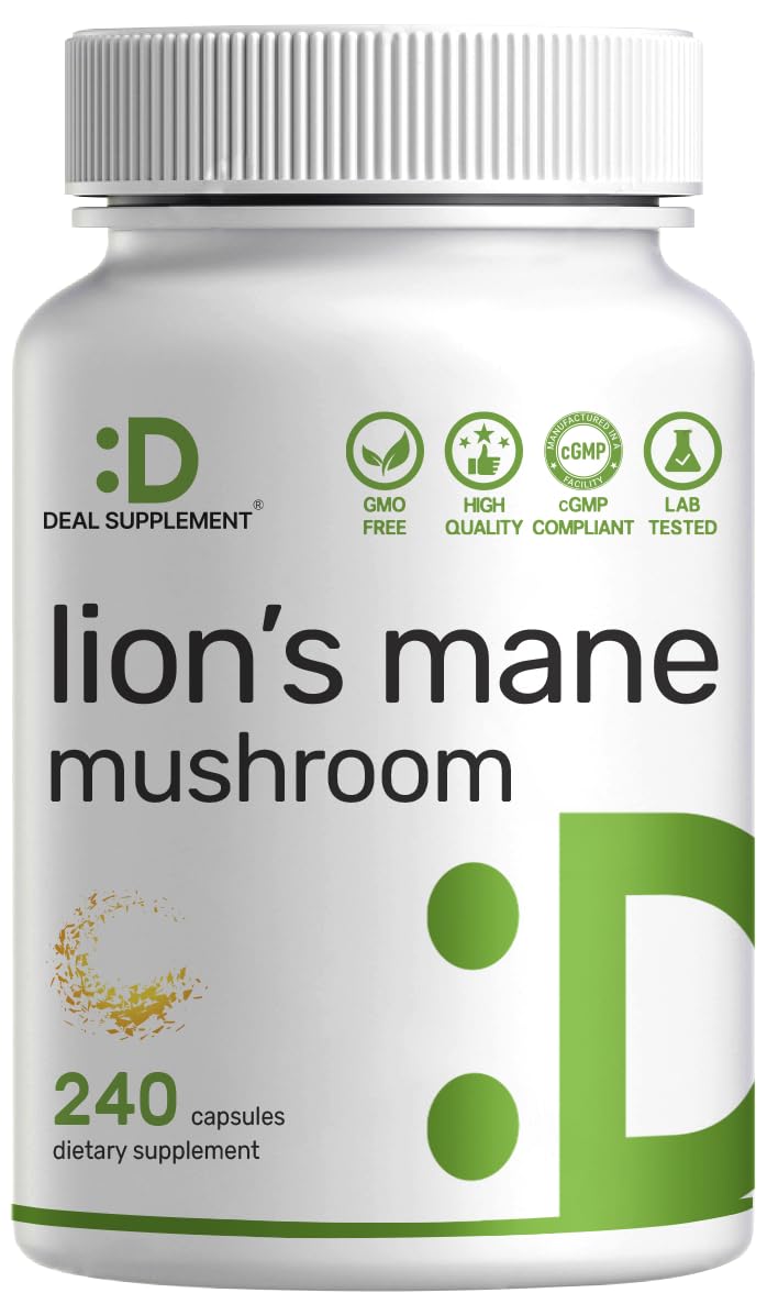 Deal Supplement Lions Mane bottle front view highlights premium nootropic potential.