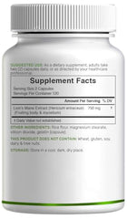 Deal Supplement Lions Mane label close-up shows fruiting body and mycelium extract for cognitive support.