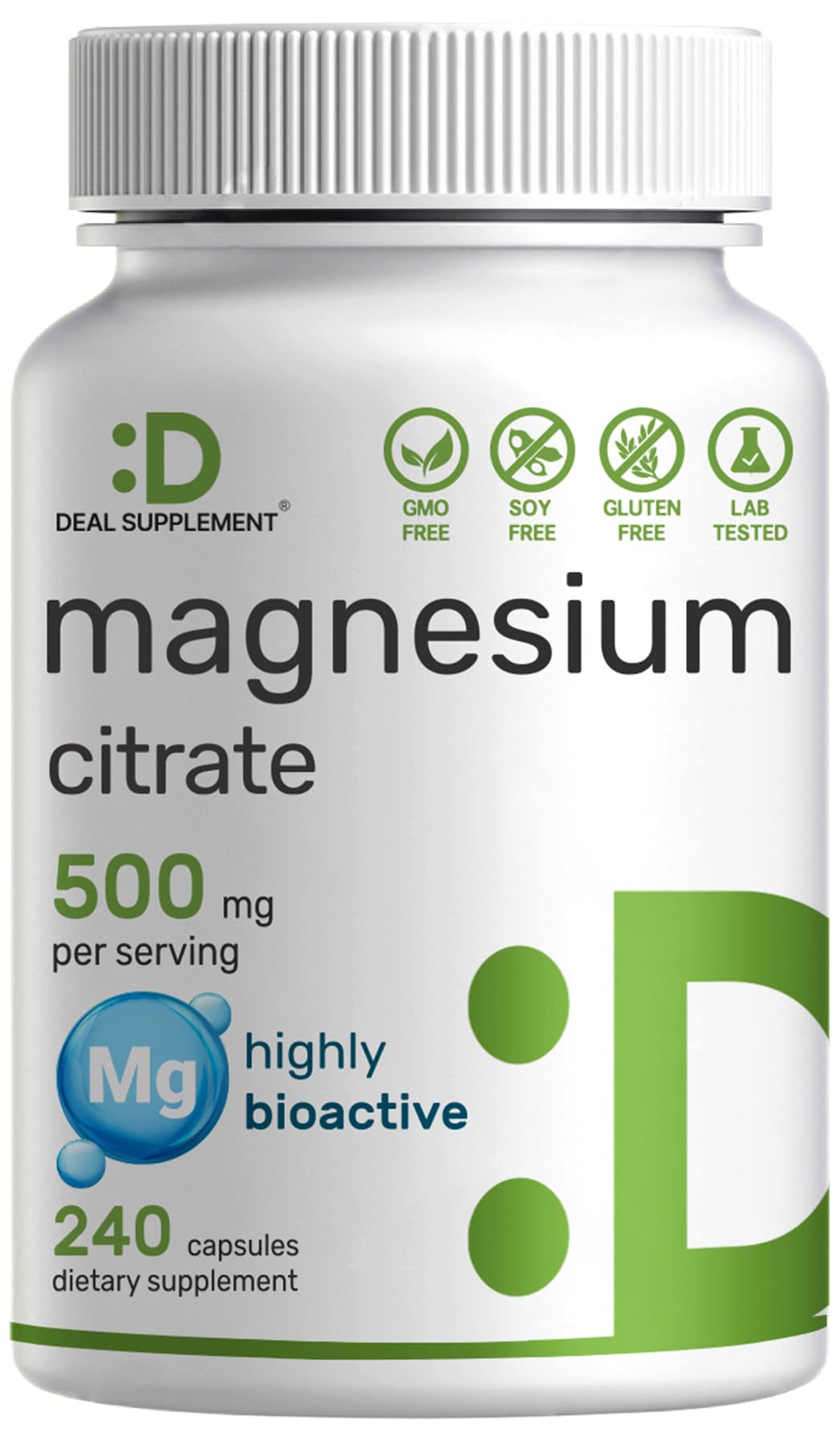 DEAL SUPPLEMENT Magnesium Citrate 500mg bottle for easy daily wellness support.