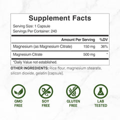 DEAL SUPPLEMENT Magnesium Citrate 500mg capsules close-up for reliable absorption.