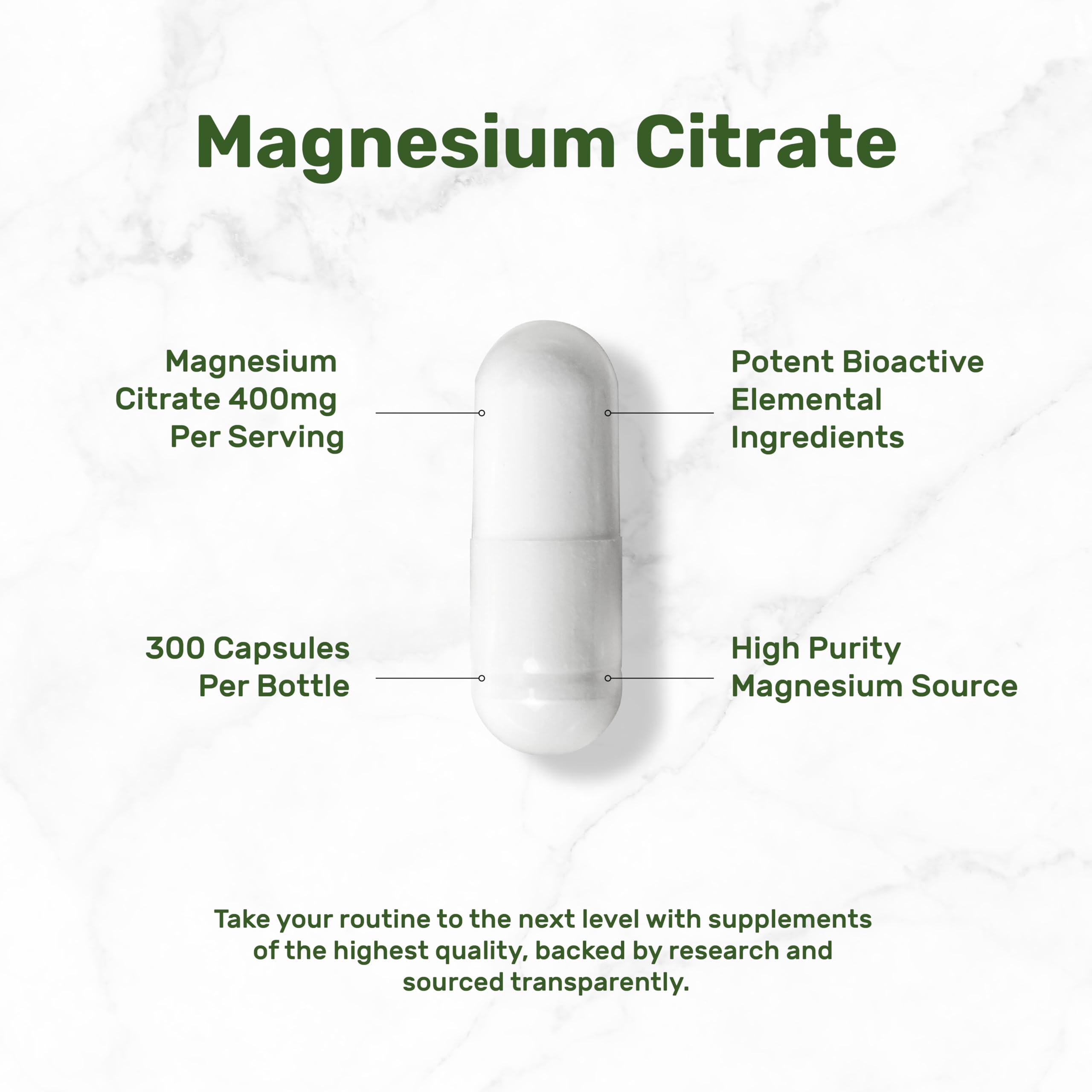 Back label of DEAL SUPPLEMENT Magnesium Citrate with nutrition facts and allergen-free info.
